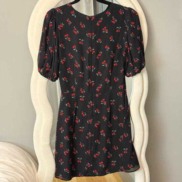 Reformation Morgan Dress (Black Mini Dress w/ Cherry Print) - Picture 3 of 3